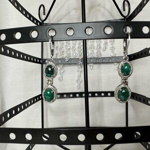 Stainless steel and malachite Dangle Earrings